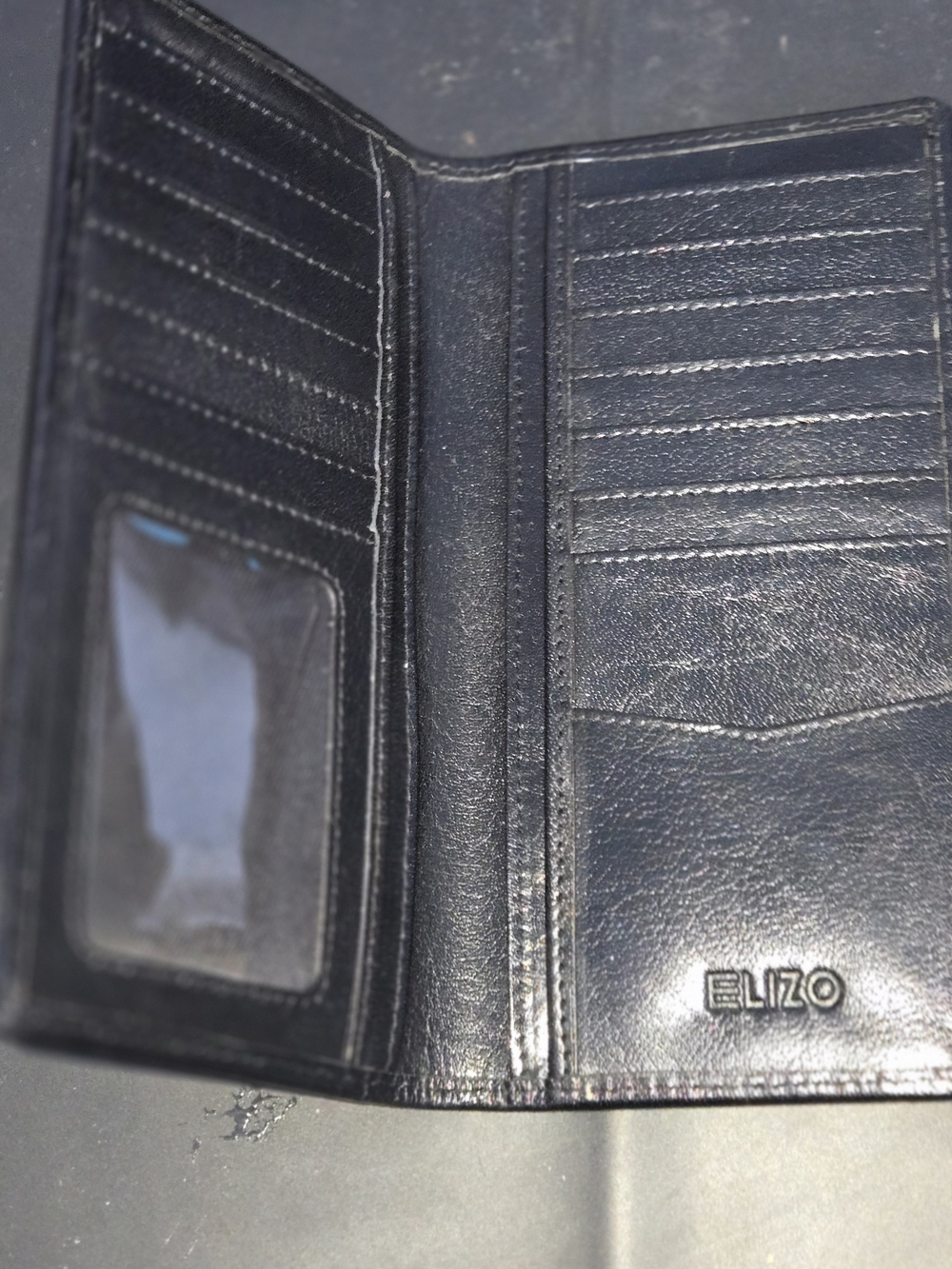 ELIZO Black Leather  Card Holder Black Wallet